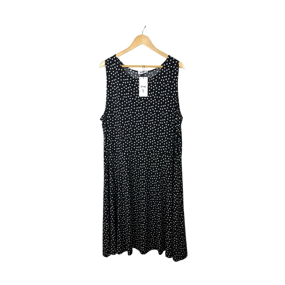 NWT Leota Women’s Ava Jersey Knit Fit & Flare Dress Black/White Polka Dot 3X